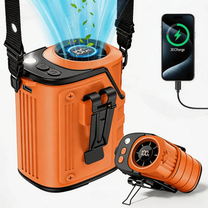 Portable Waist Fan with Power Bank – Hands-Free Rechargeable Clip-On Fan